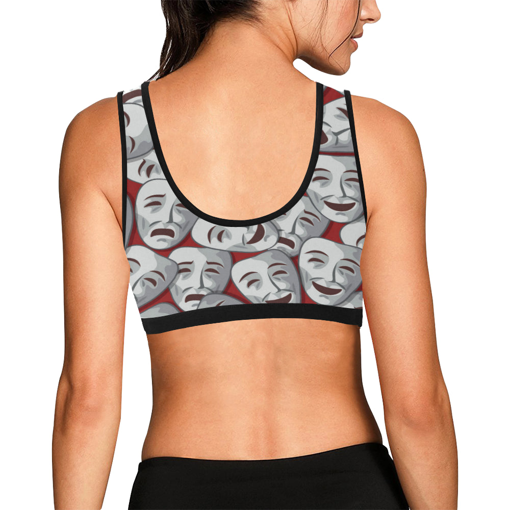 Acting Mask Pattern Print Design 01 Sports Bra