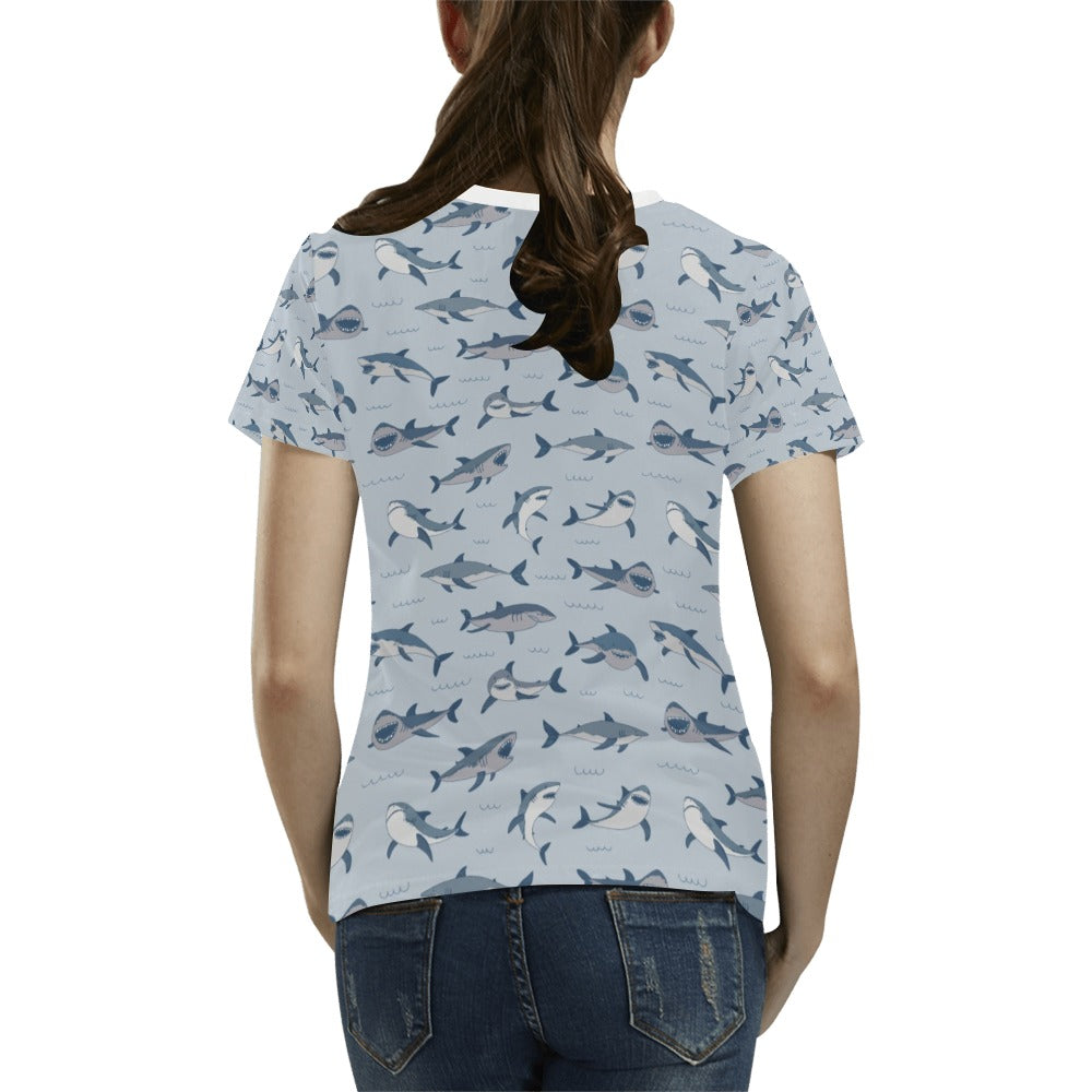 Shark Print Design LKS304 Women's T-shirt