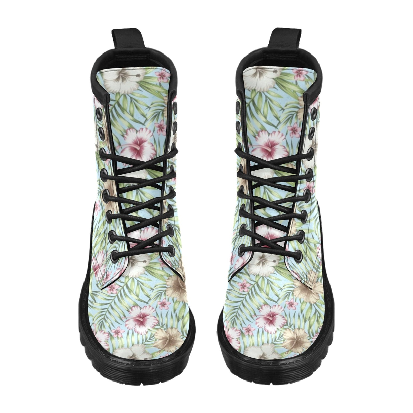 Tropical Flower Pattern Print Design TF05 Women's Boots