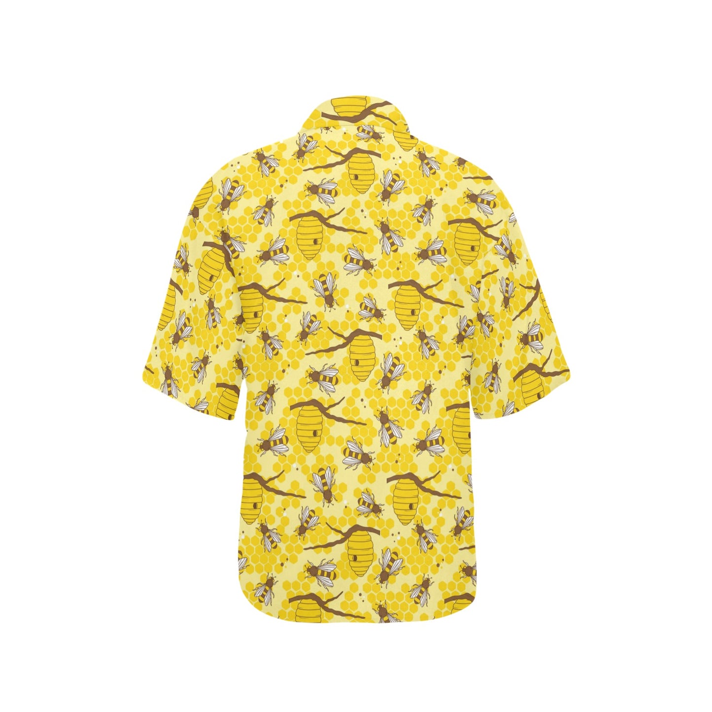 Bee With Honeycomb Print Design LKS302 Women's Hawaiian Shirt