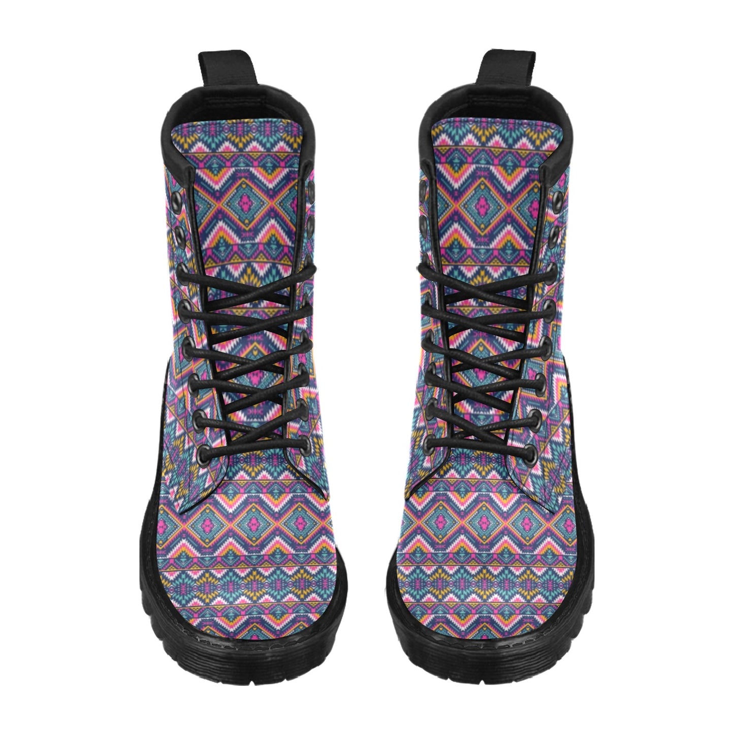 Indian Navajo Pink Themed Design Print Women's Boots