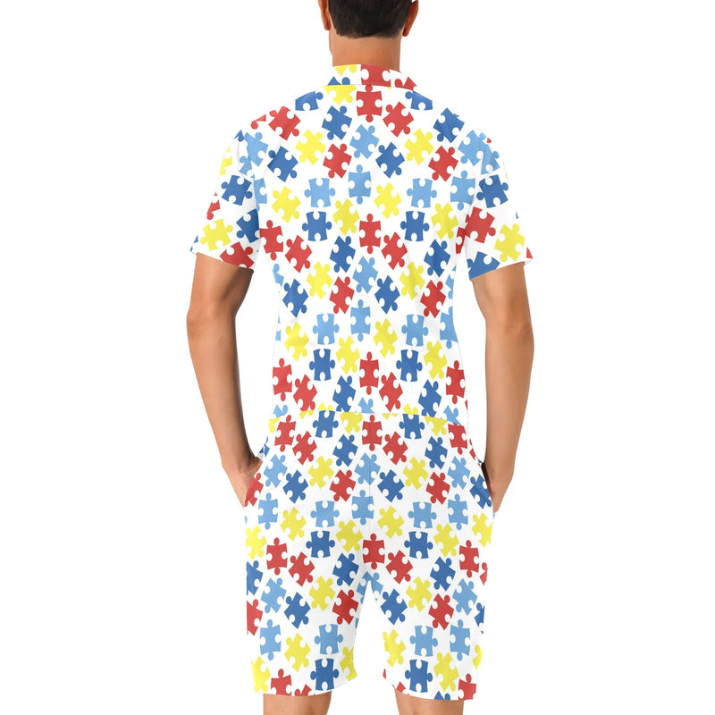 Autism Awareness Pattern Print Design 04 Men's Romper