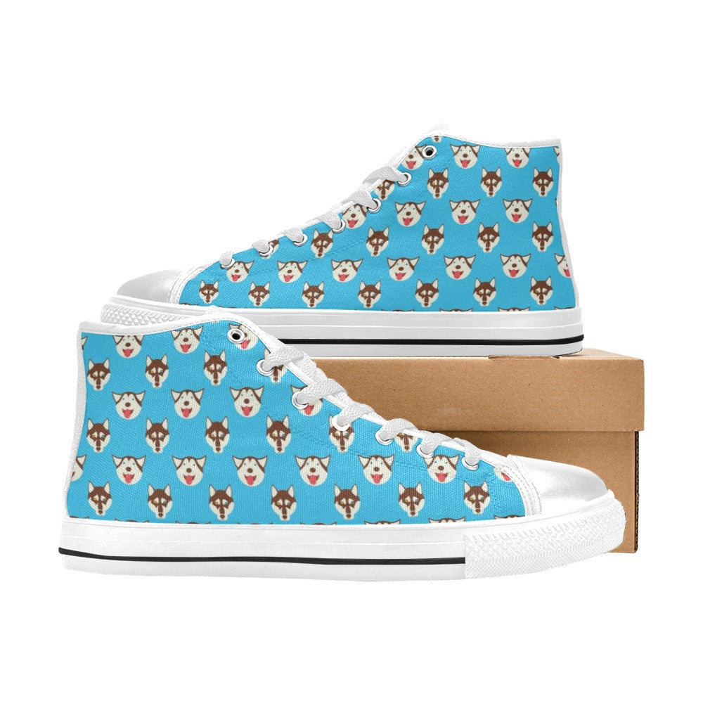 Siberian Huskies Print Design LKS306 High Top Women's White Shoes