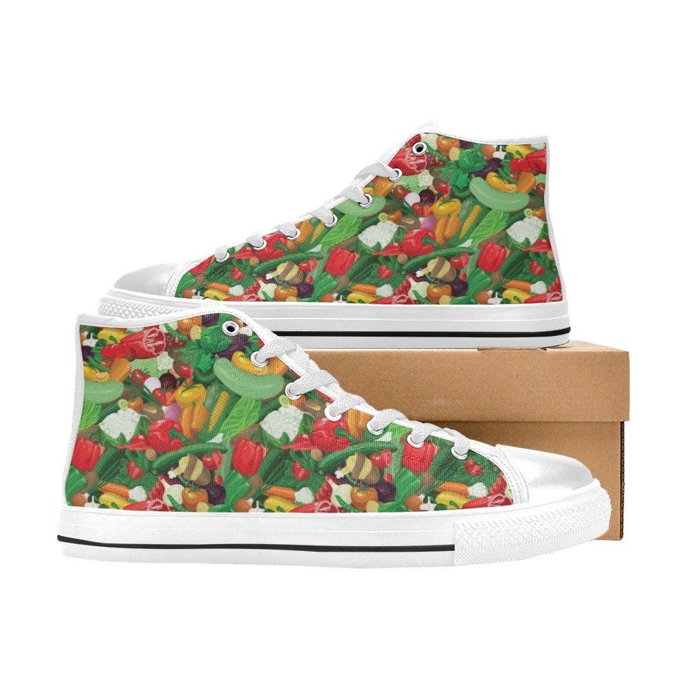 Salad Mix Vegetableprint Design LKS301 High Top Women's White Shoes