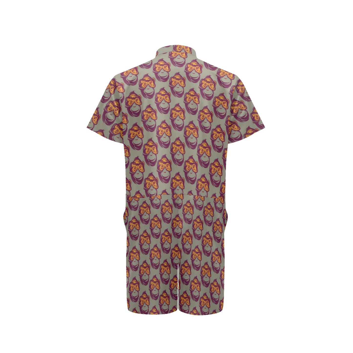 Chimpanzee Pattern Print Design 02 Men's Romper
