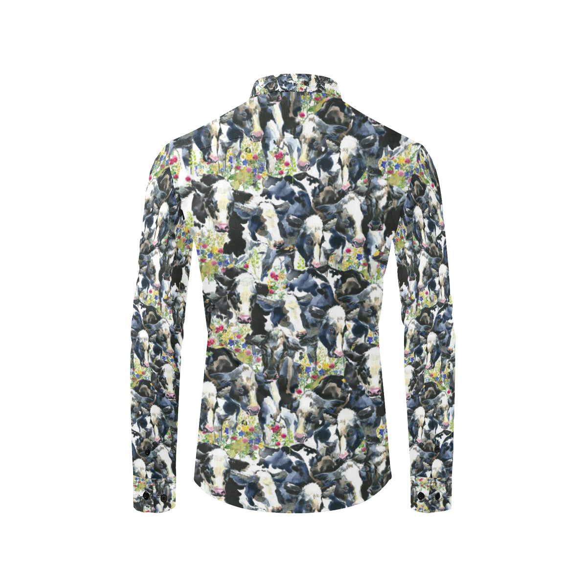 Cow Watercolor Print Pattern Men's Long Sleeve Shirt