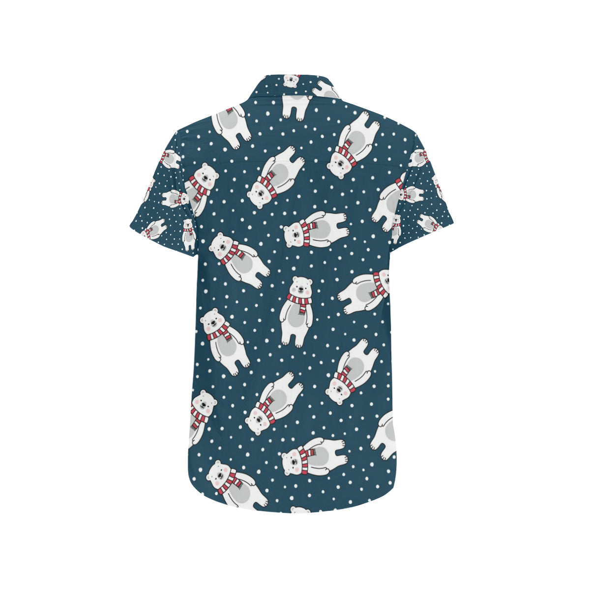 Polar Bear Pattern Print Design PB05 Men's Short Sleeve Button Up Shirt