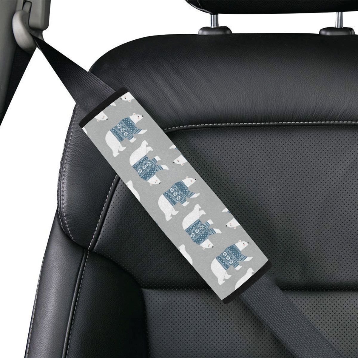 Polar Bear Pattern Print Design A03 Car Seat Belt Cover