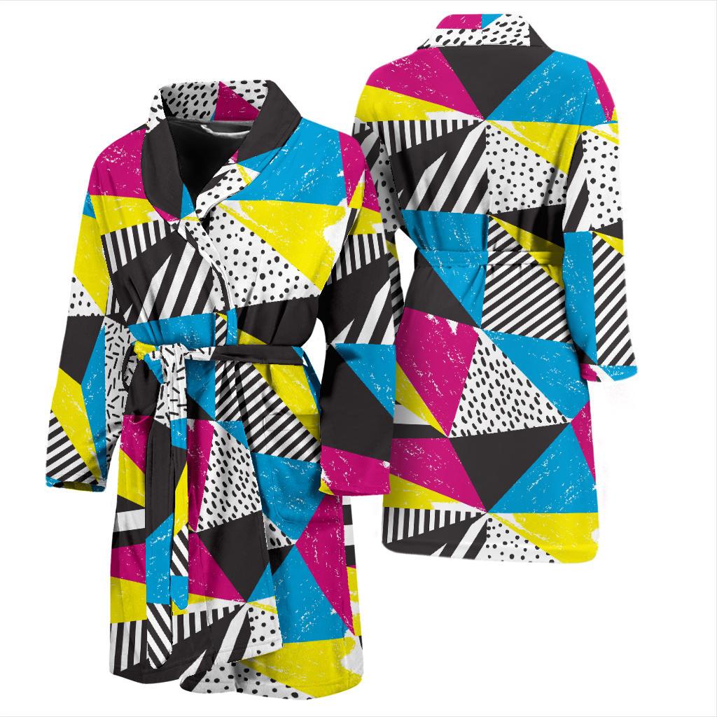 80s Pattern Print Design 2 Men Bathrobe-JORJUNE.COM