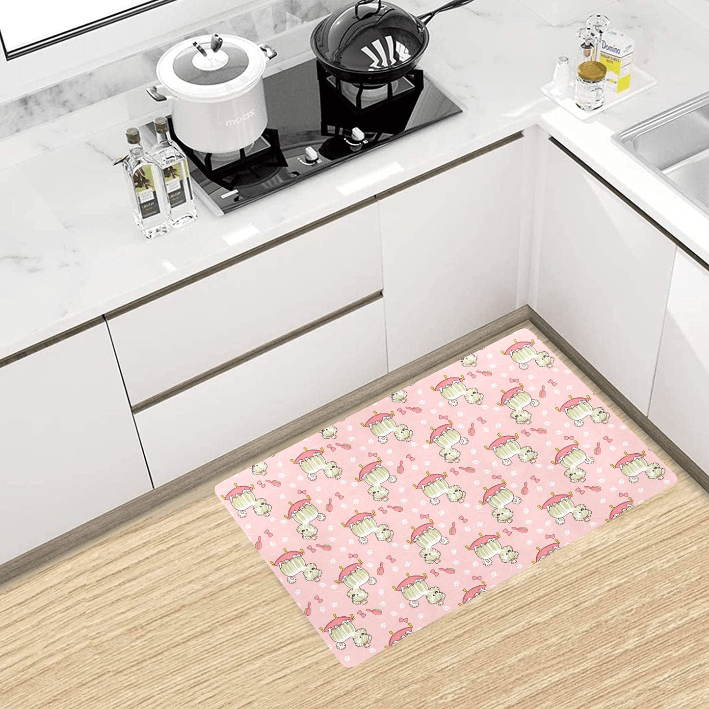 Bichons Frise Pattern Print Design 01 Kitchen Mat