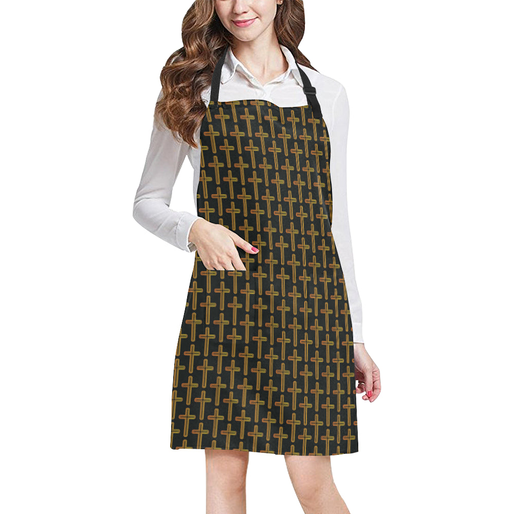 Cross Pattern Print Design 02 Apron with Pocket