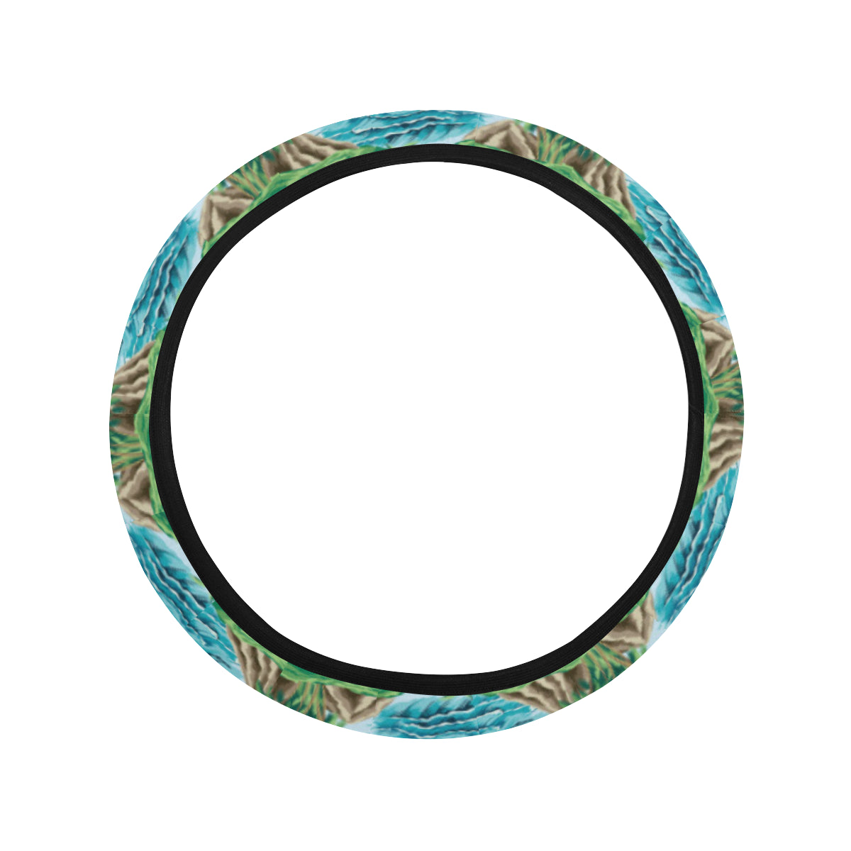 Palm Tree Hawaiian Themed Design Print Steering Wheel Cover with Elastic Edge