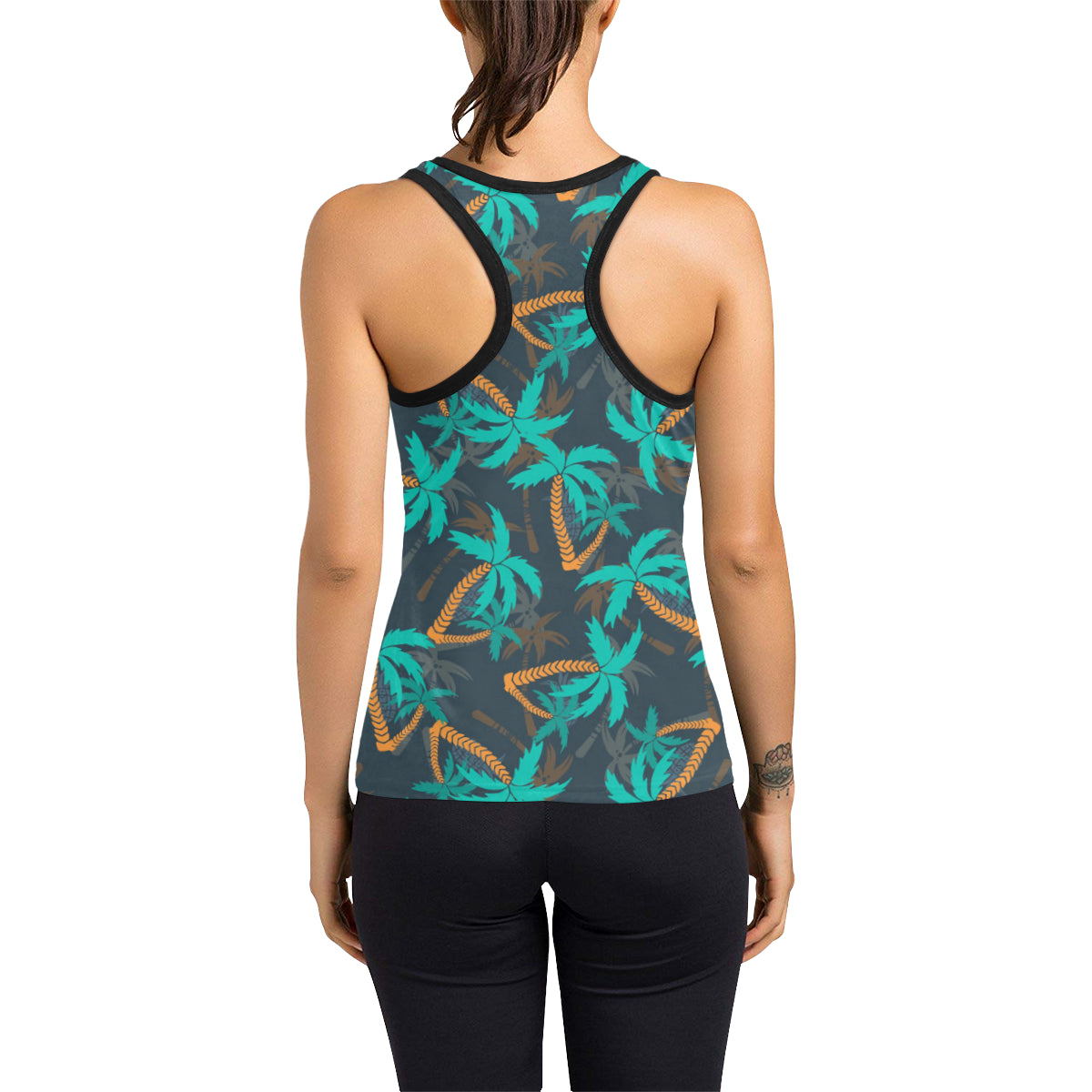 Palm Tree Pattern Print Design PT01 Women's Racerback Tank Top