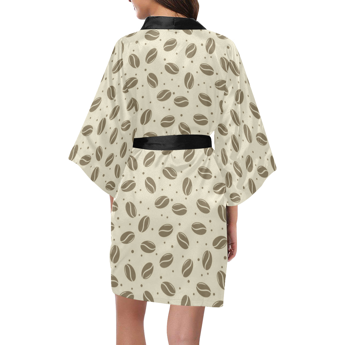 Coffee Pattern Print Design 02 Women's Short Kimono
