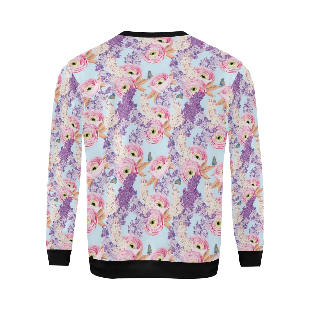 Lilac Pattern Print Design LI03 Men Long Sleeve Sweatshirt
