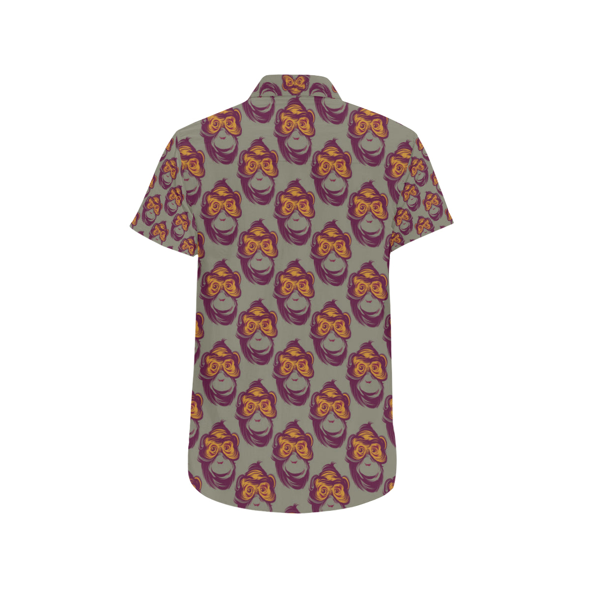 Chimpanzee Pattern Print Design 02 Men's Short Sleeve Button Up Shirt