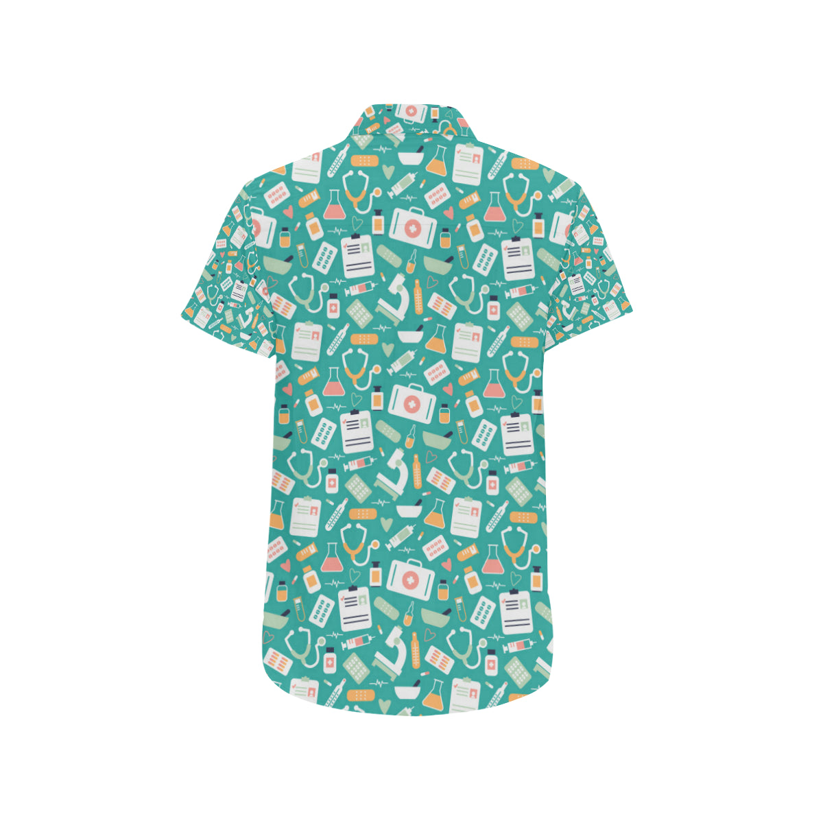 Medical Pattern Print Design 03 Men's Short Sleeve Button Up Shirt