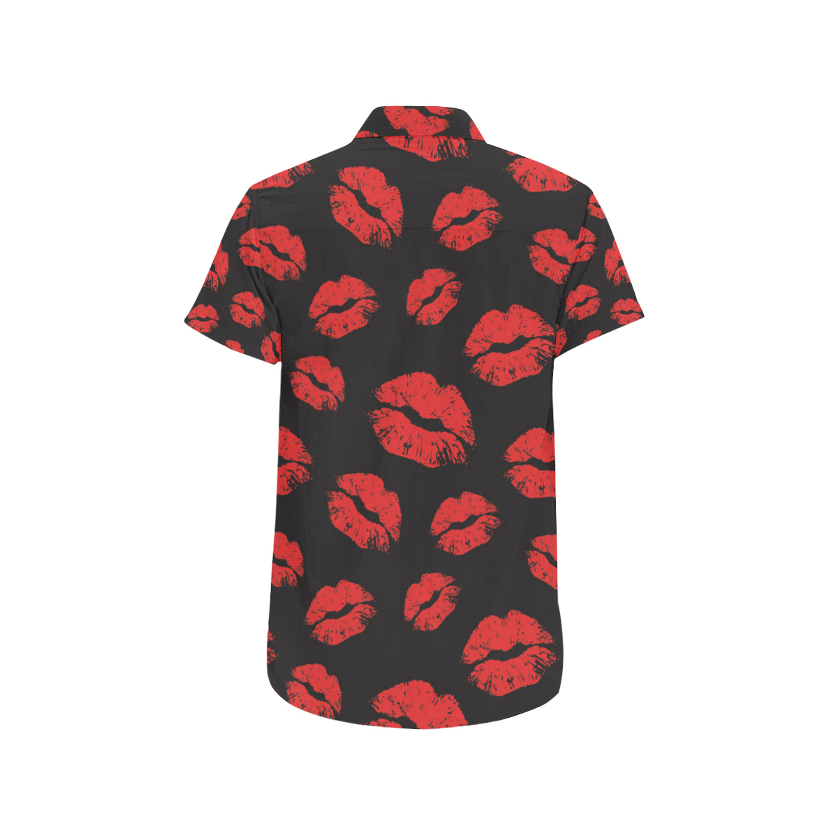 Lip Red Pattern Print Design 02 Men's Short Sleeve Button Up Shirt