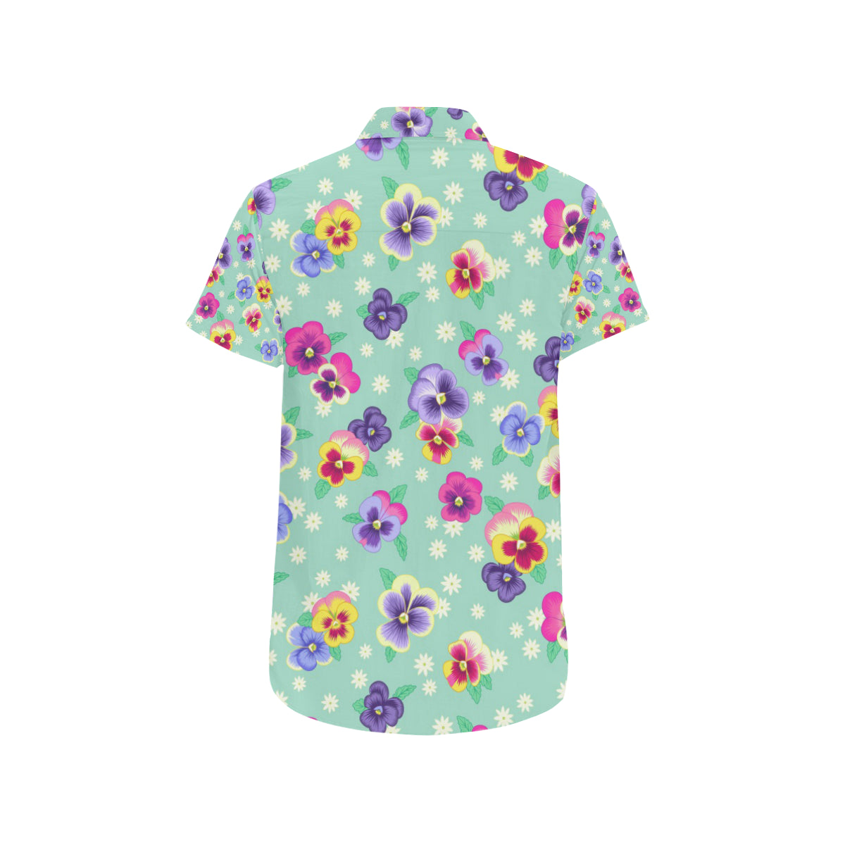 Pansy Pattern Print Design PS08 Men's Short Sleeve Button Up Shirt