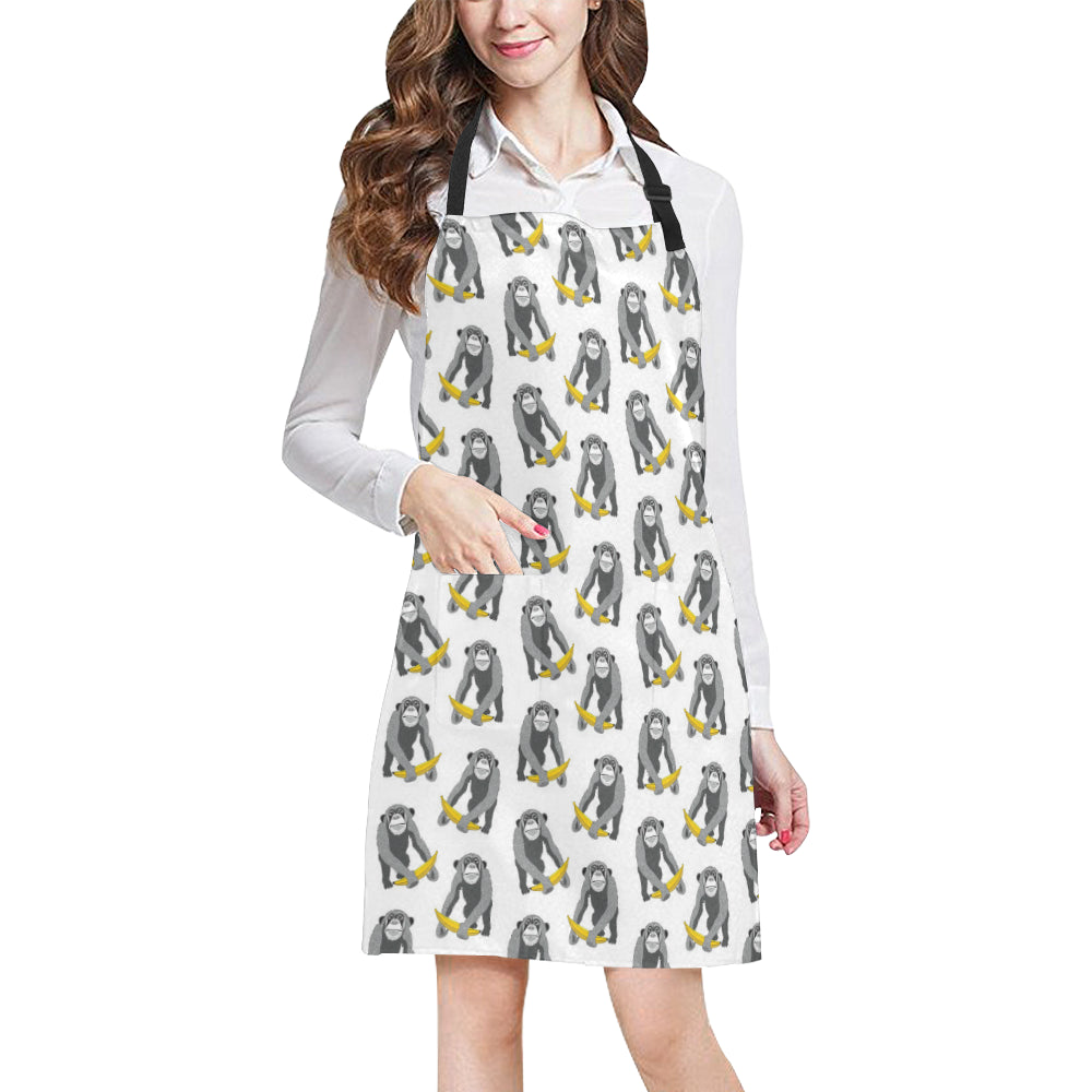 Chimpanzee Pattern Print Design 05 Apron with Pocket