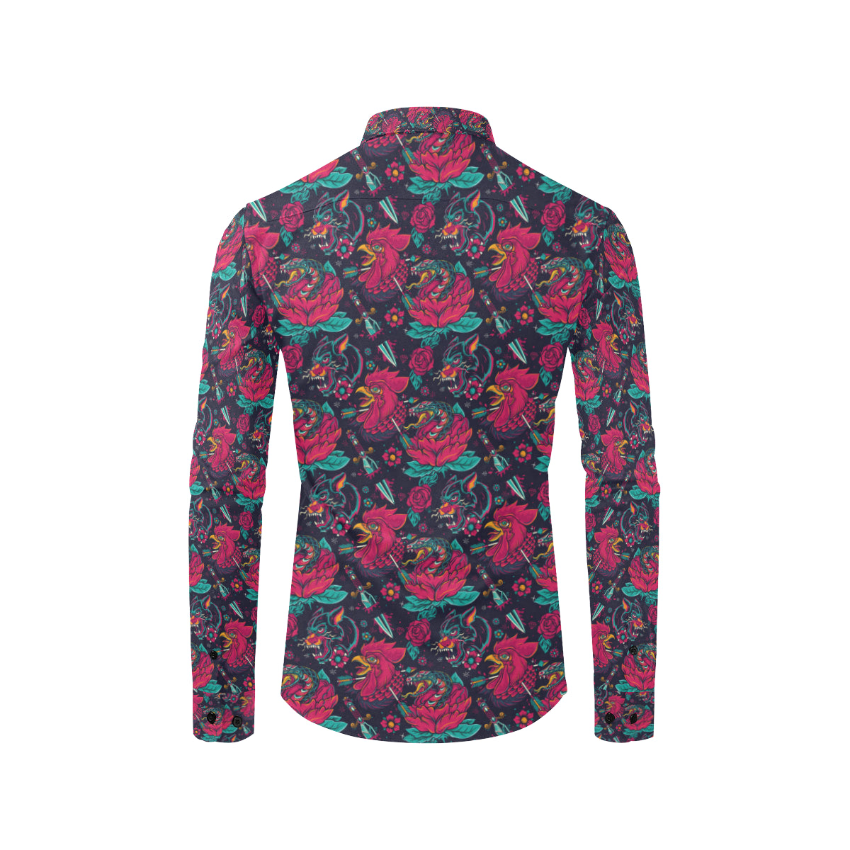 Old School Tattoo Print Men's Long Sleeve Shirt