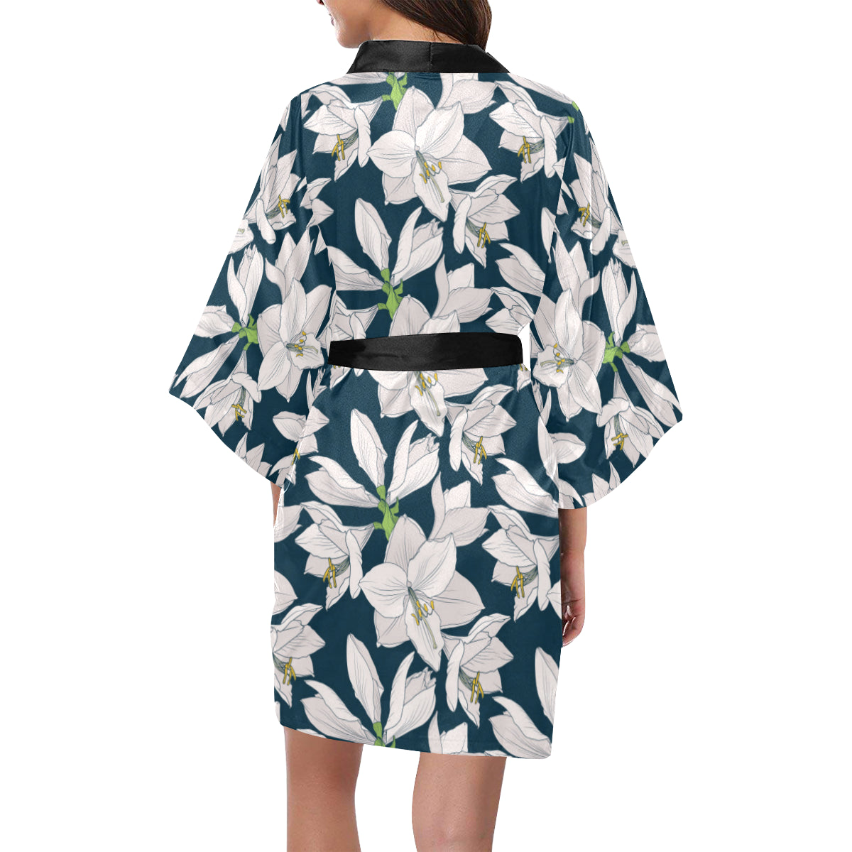 Amaryllis Pattern Print Design 01 Women's Short Kimono