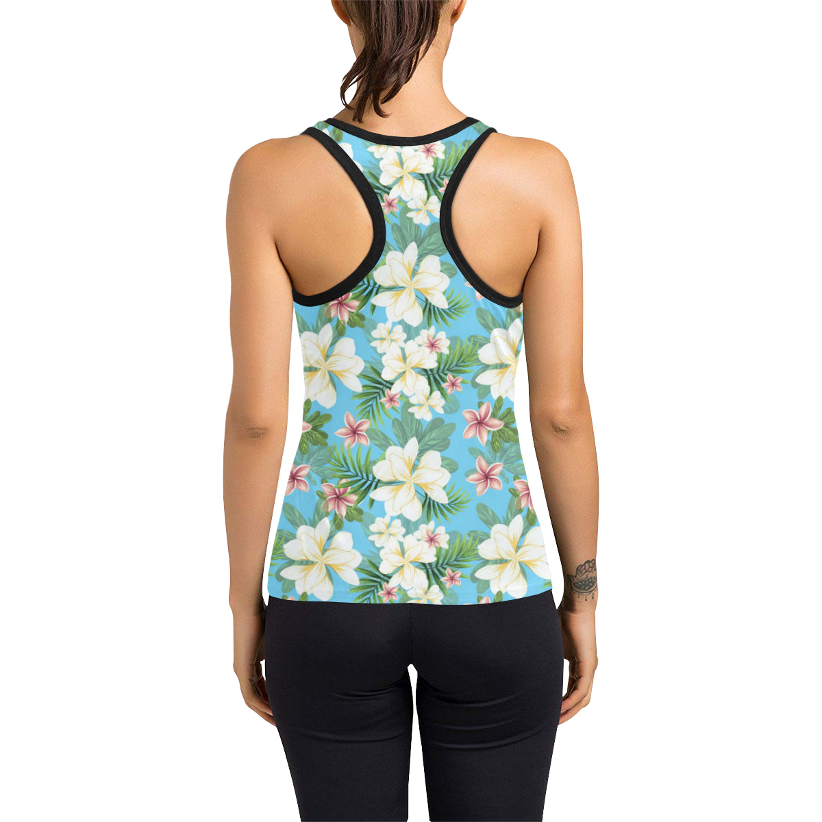 Plumeria Pattern Print Design PM028 Women's Racerback Tank Top