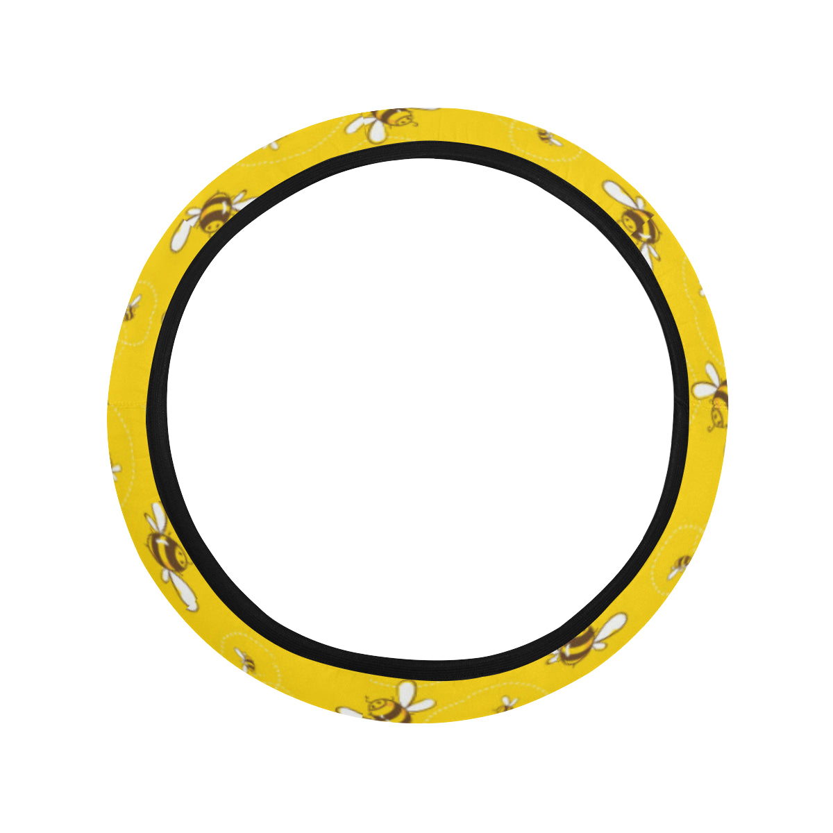 Bee Pattern Print Design 05 Steering Wheel Cover with Elastic Edge