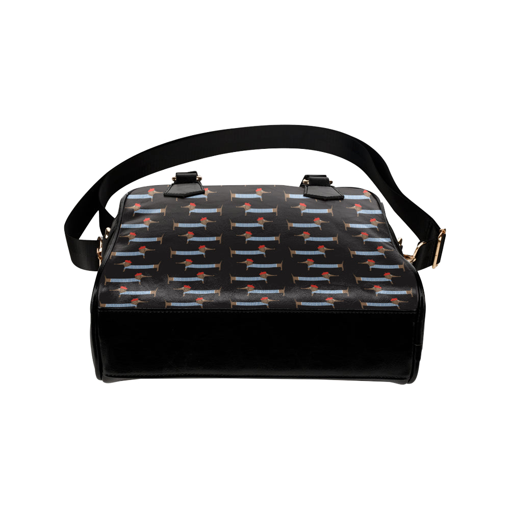 Dachshund Pattern Print Design 04 Shoulder Handbag