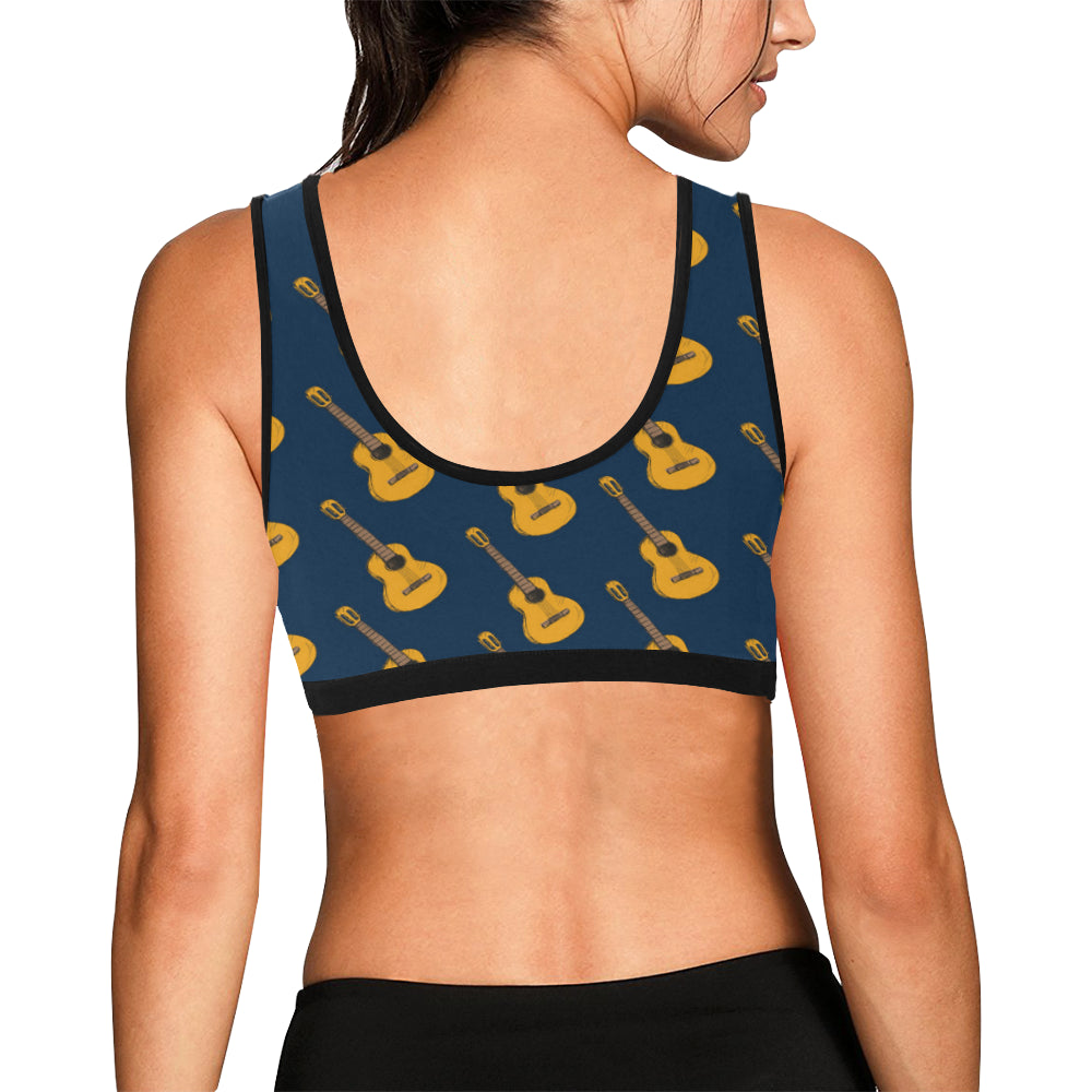 Acoustic Guitar Pattern Print Design 04 Sports Bra