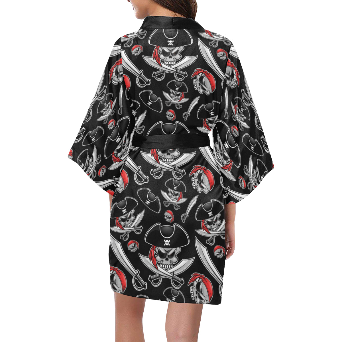 Pirate Pattern Print Design A05 Women's Short Kimono