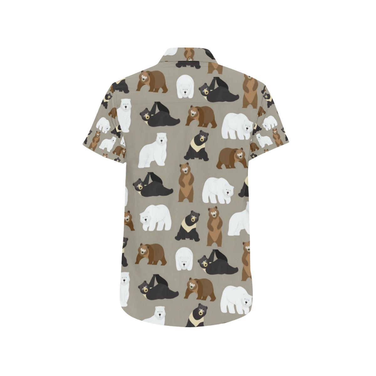 Bear Pattern Print Design BE03 Men's Short Sleeve Button Up Shirt