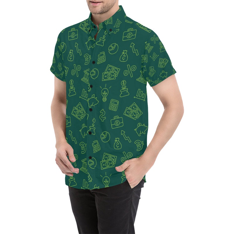 Accounting Financial Pattern Print Design 02 Men's Short Sleeve Button Up Shirt