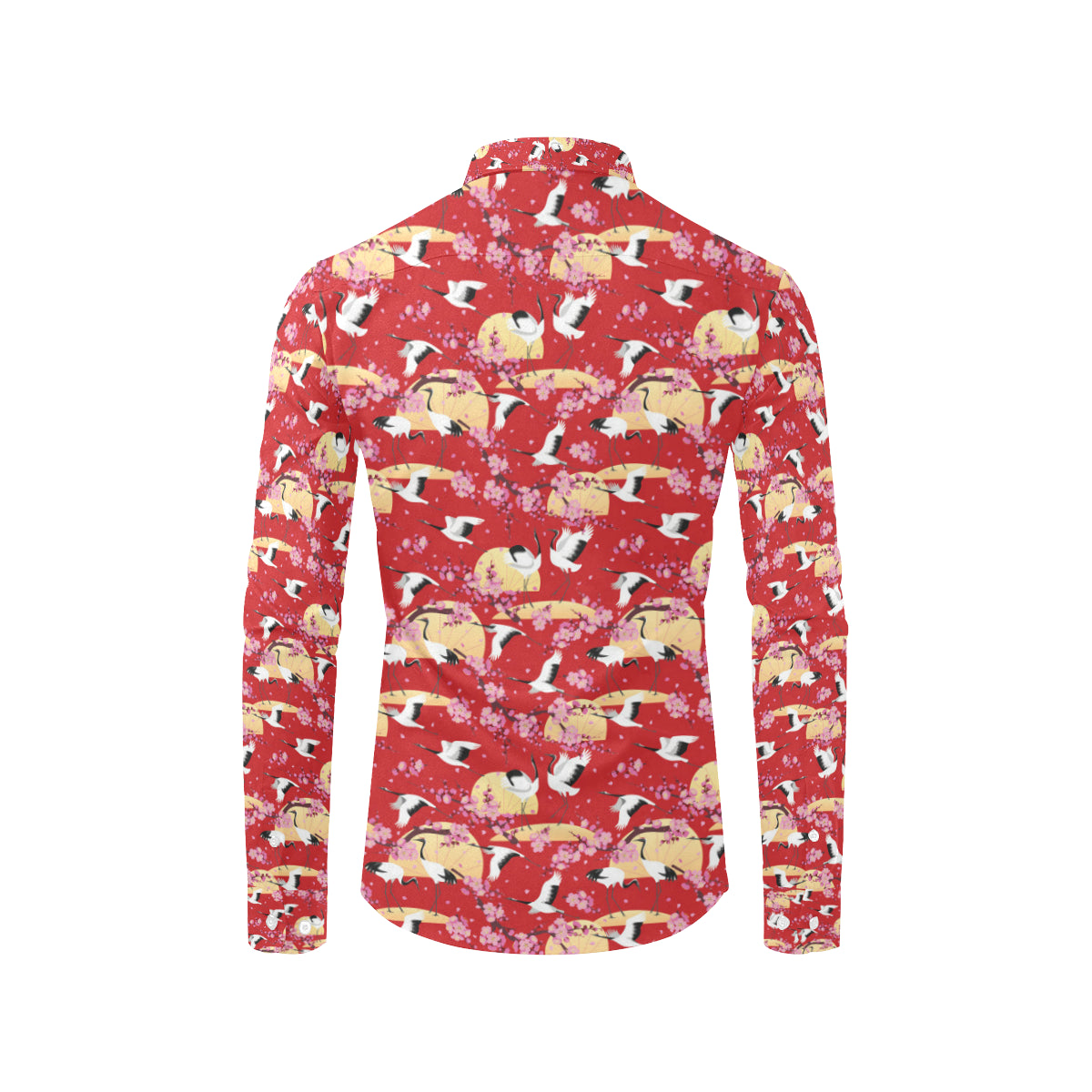 Crane Pattern Print Design 04 Men's Long Sleeve Shirt