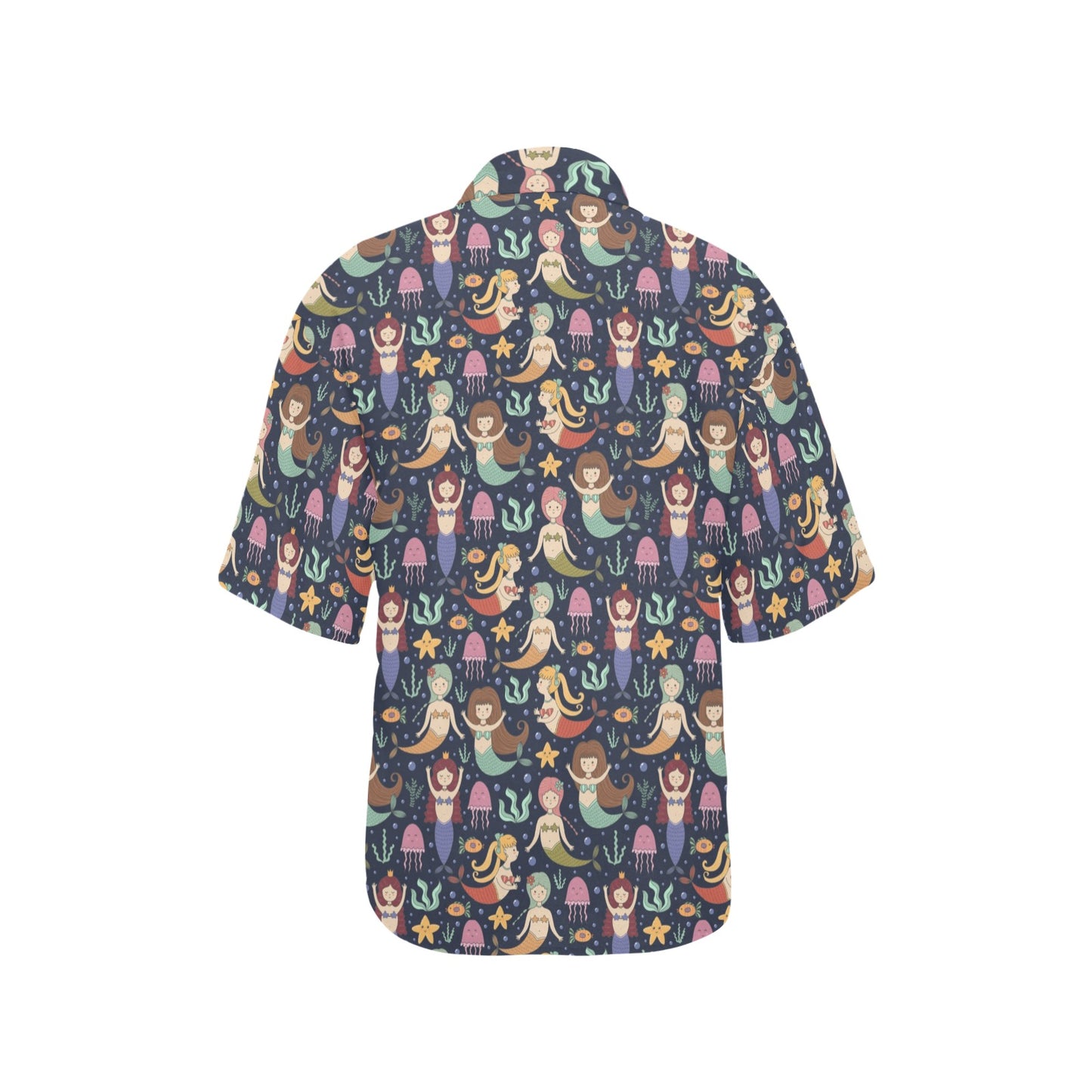 Mermaid Cartoon Pattern Print Design 03 Women's Hawaiian Shirt