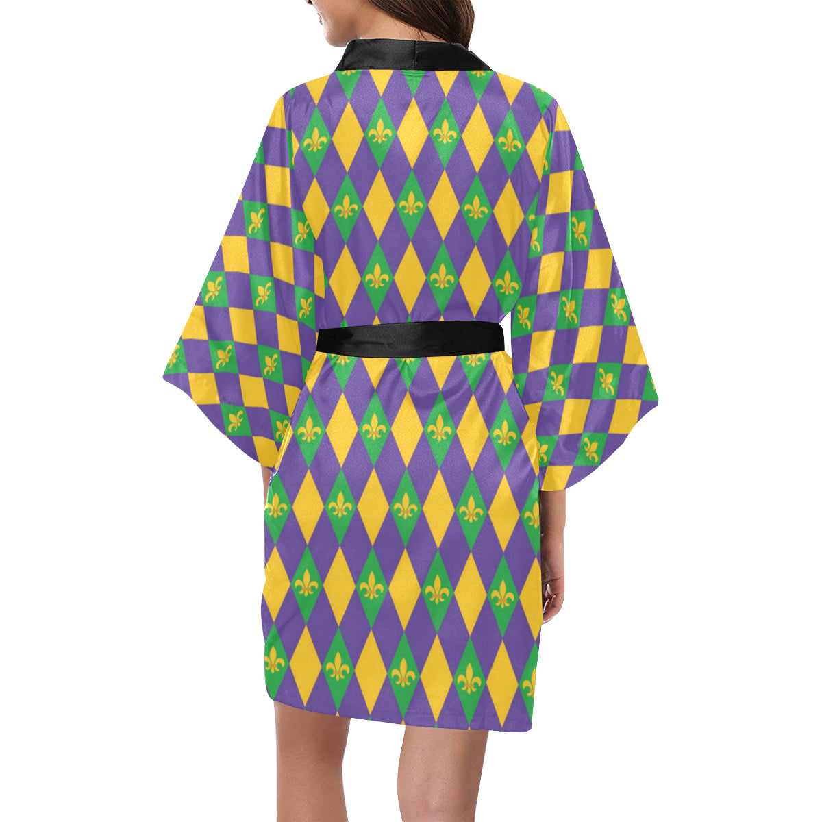 Mardi Gras Pattern Print Design 05 Women's Short Kimono