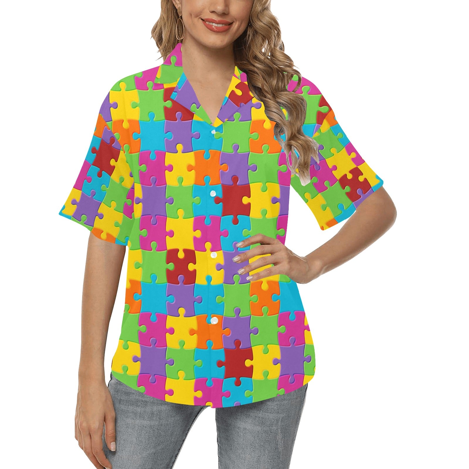 Autism Awareness Pattern Print Design 02 Women's Hawaiian Shirt