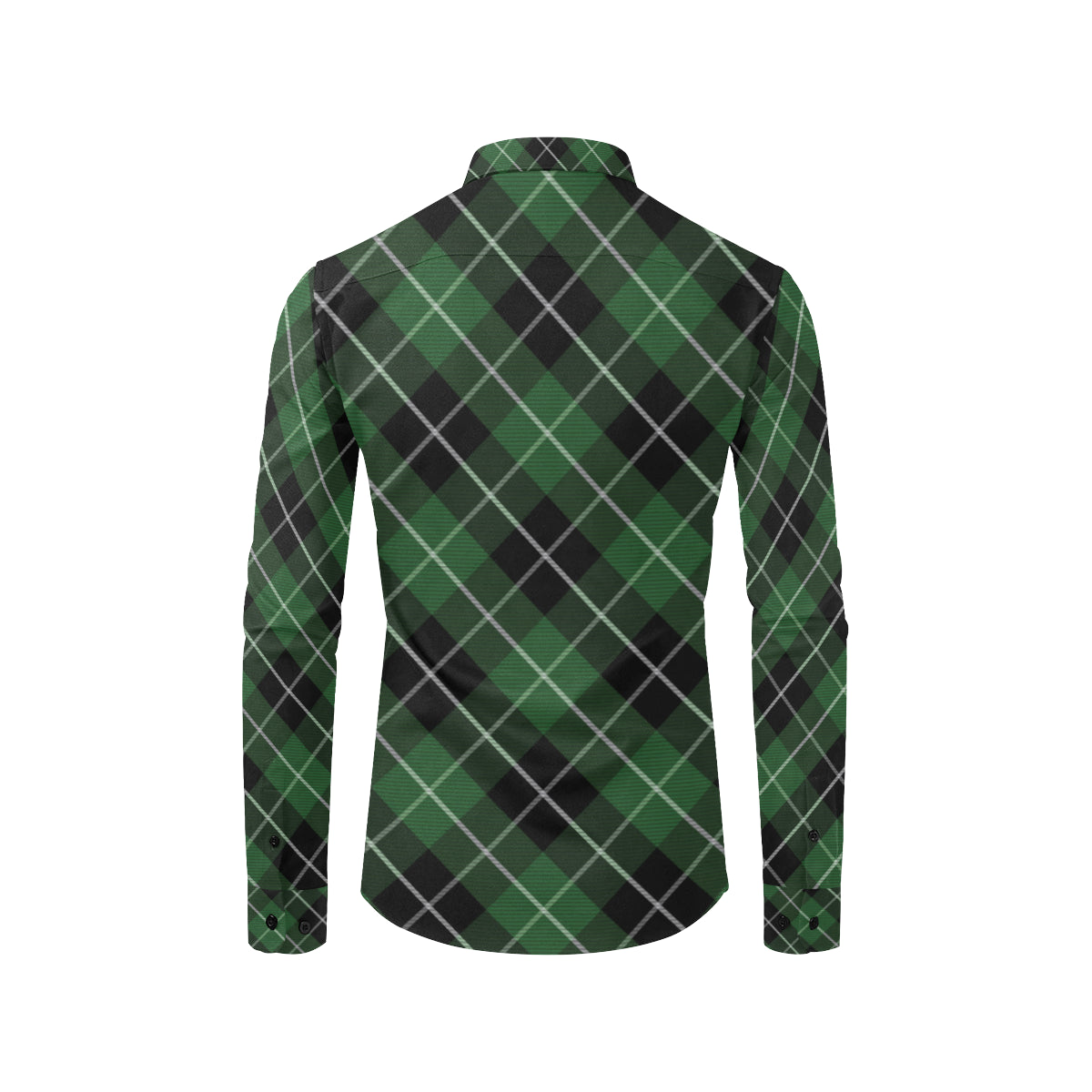 Plaid Green Pattern Print Design A05 Men's Long Sleeve Shirt