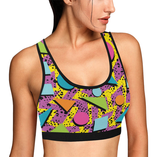 80s Pattern Print Design 1 Sports Bra