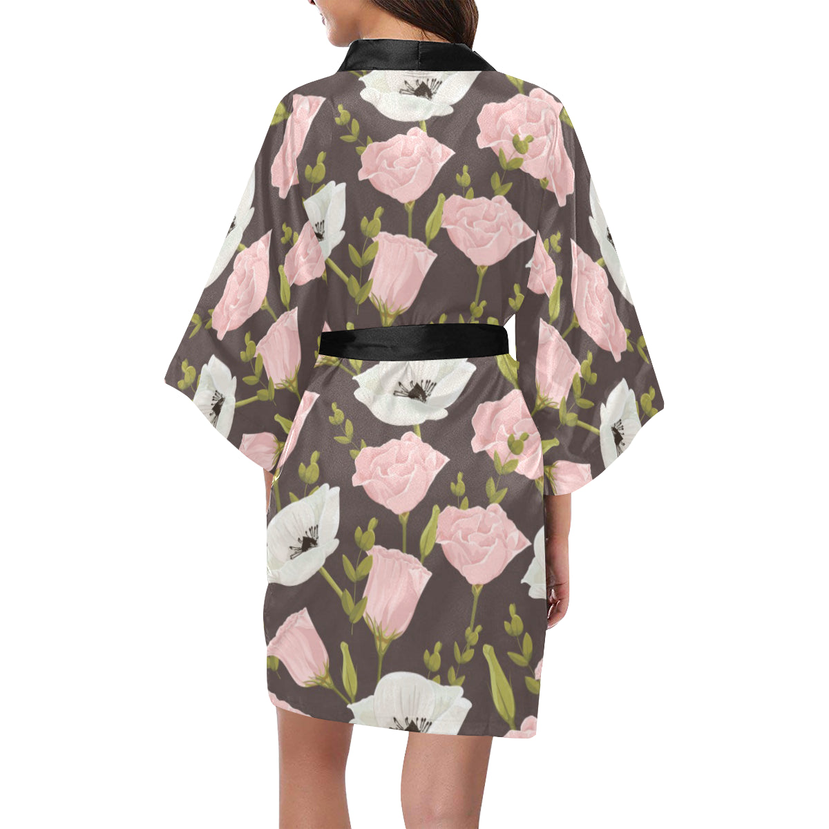 Anemone Pattern Print Design AM011 Women's Short Kimono