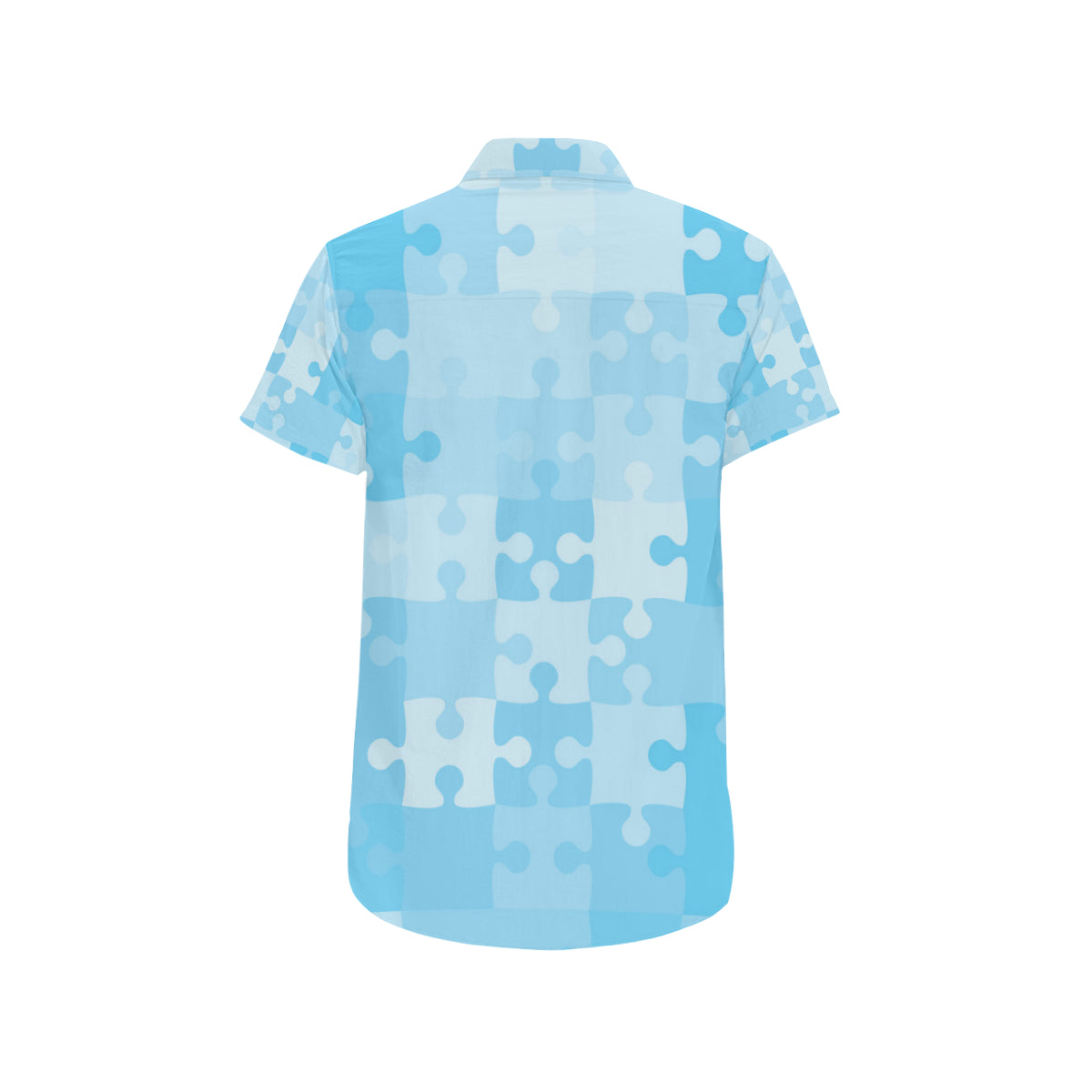 Puzzle Blue Pattern Print Design A04 Men's Short Sleeve Button Up Shirt