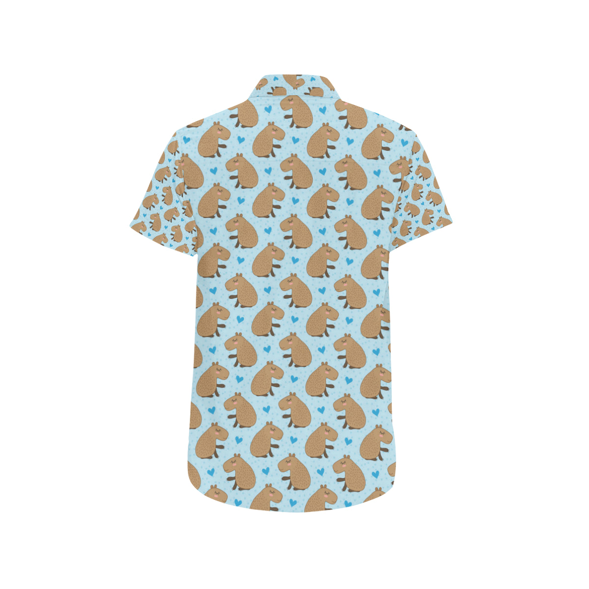 Capybara Pattern Print Design 01 Men's Short Sleeve Button Up Shirt
