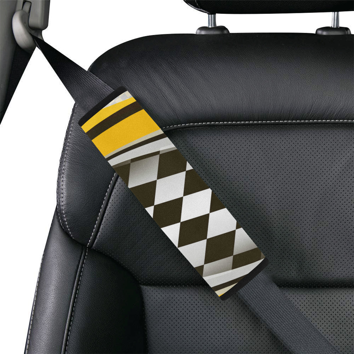 Checkered Flag Racing Style Car Seat Belt Cover
