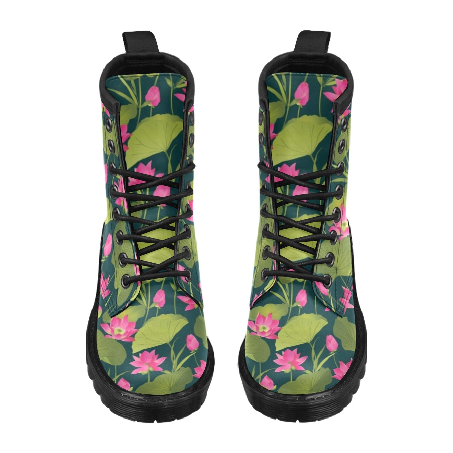 Water Lily Pattern Print Design WL09 Women's Boots
