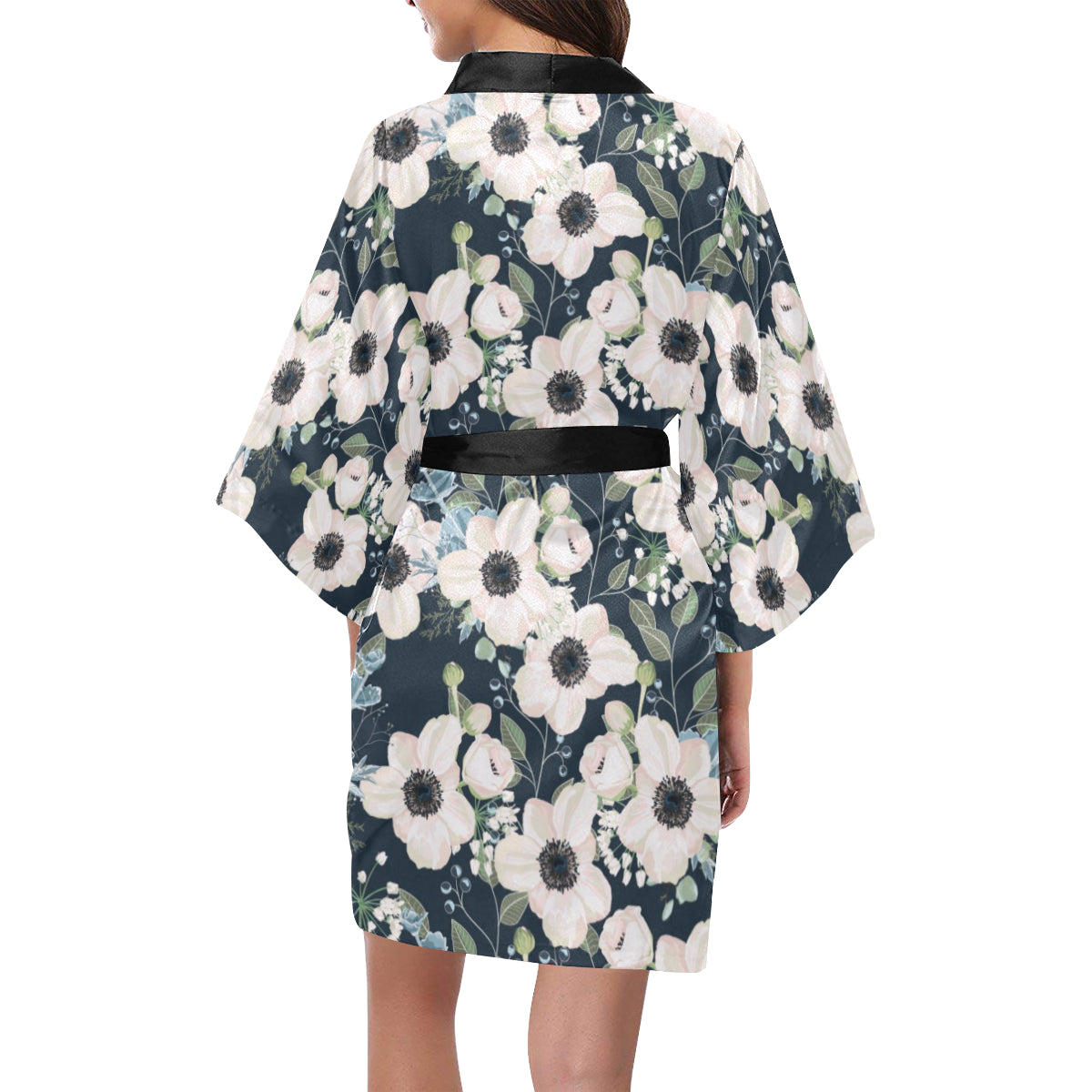Anemone Pattern Print Design AM02 Women's Short Kimono