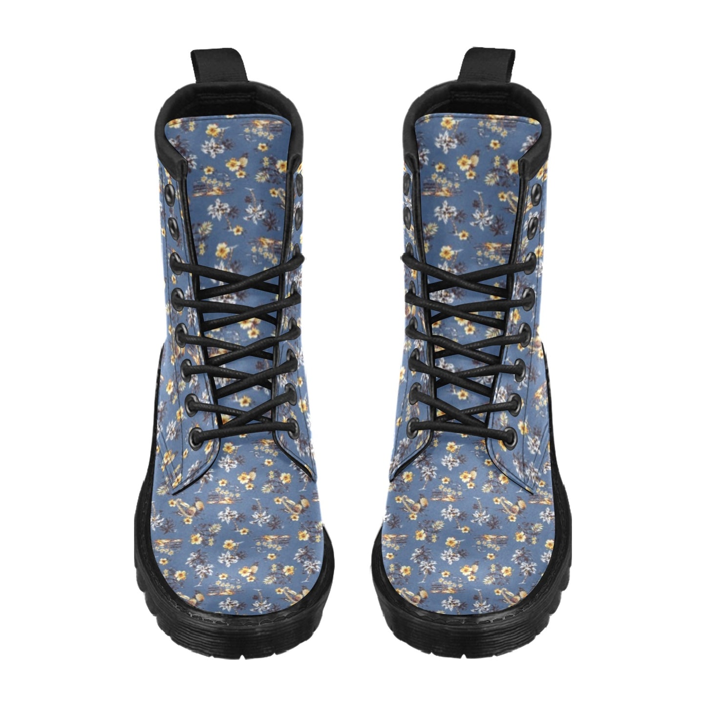 Hawaiian Flower Blue Print Women's Boots