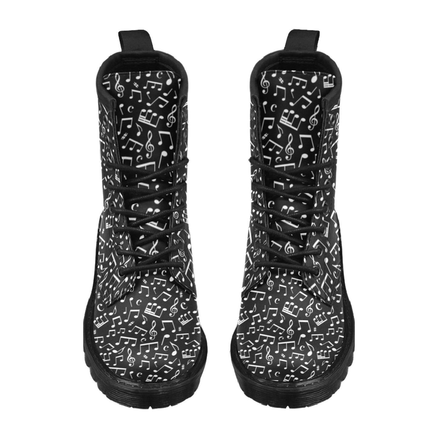 Music Note Black white Themed Print Women's Boots