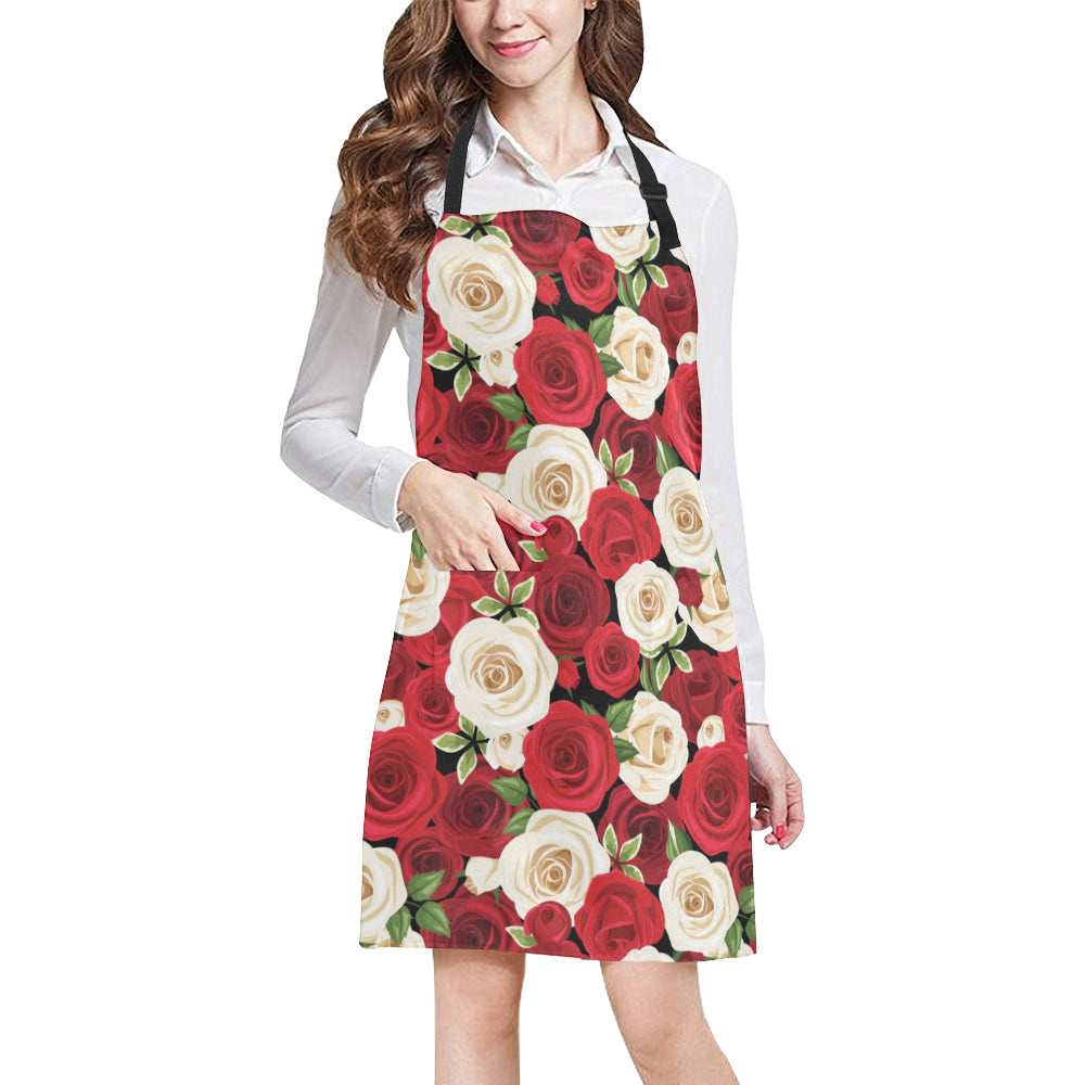 Rose Pattern Print Design RO06 Apron with Pocket