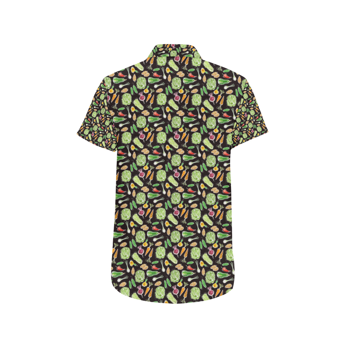 Vegan Draw Themed Design Print Men's Short Sleeve Button Up Shirt