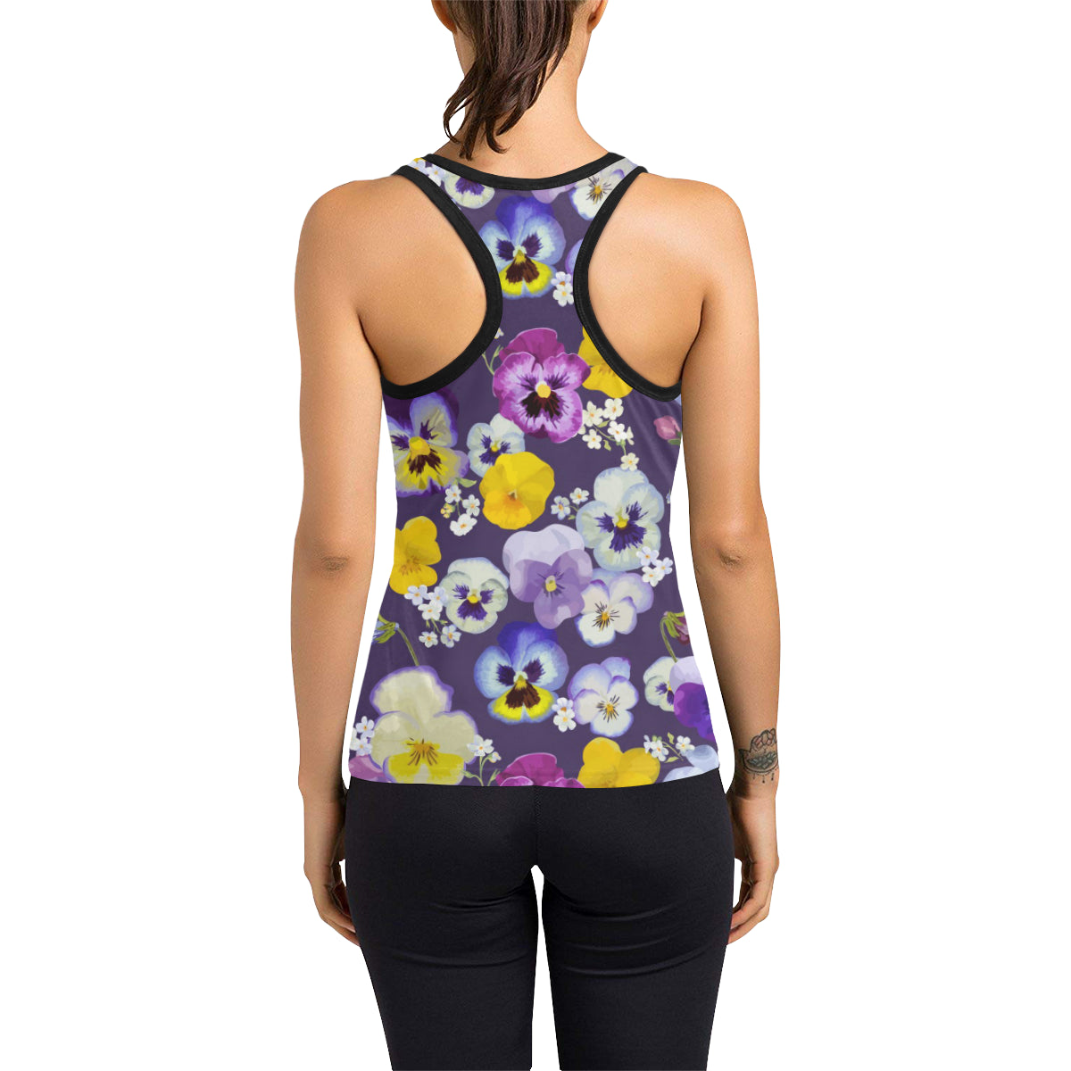 Pansy Pattern Print Design PS02 Women's Racerback Tank Top